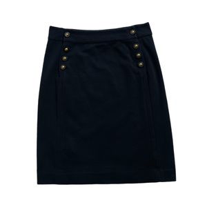 Tory‎ Burch Black Ponte Gold Sailor Buttons Skirt M
